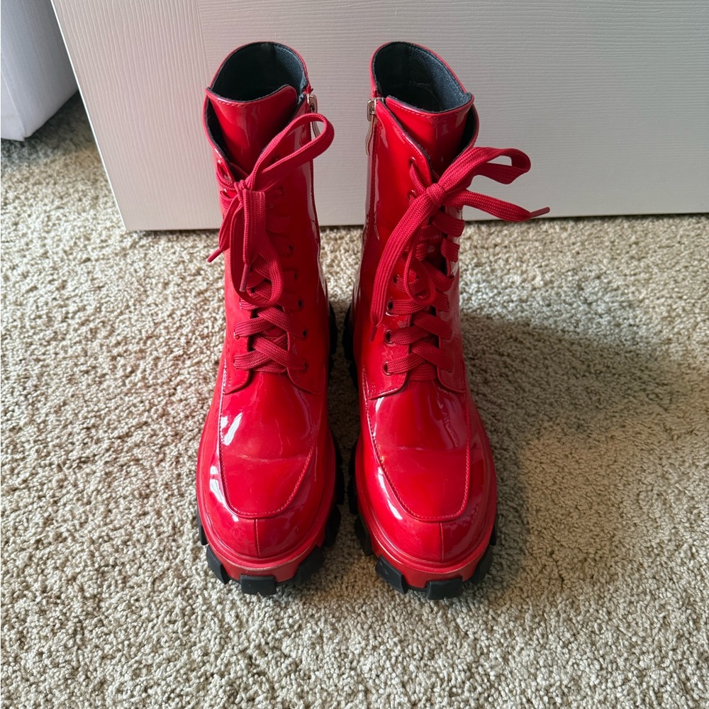 Dolls Kill Red Combat Boots